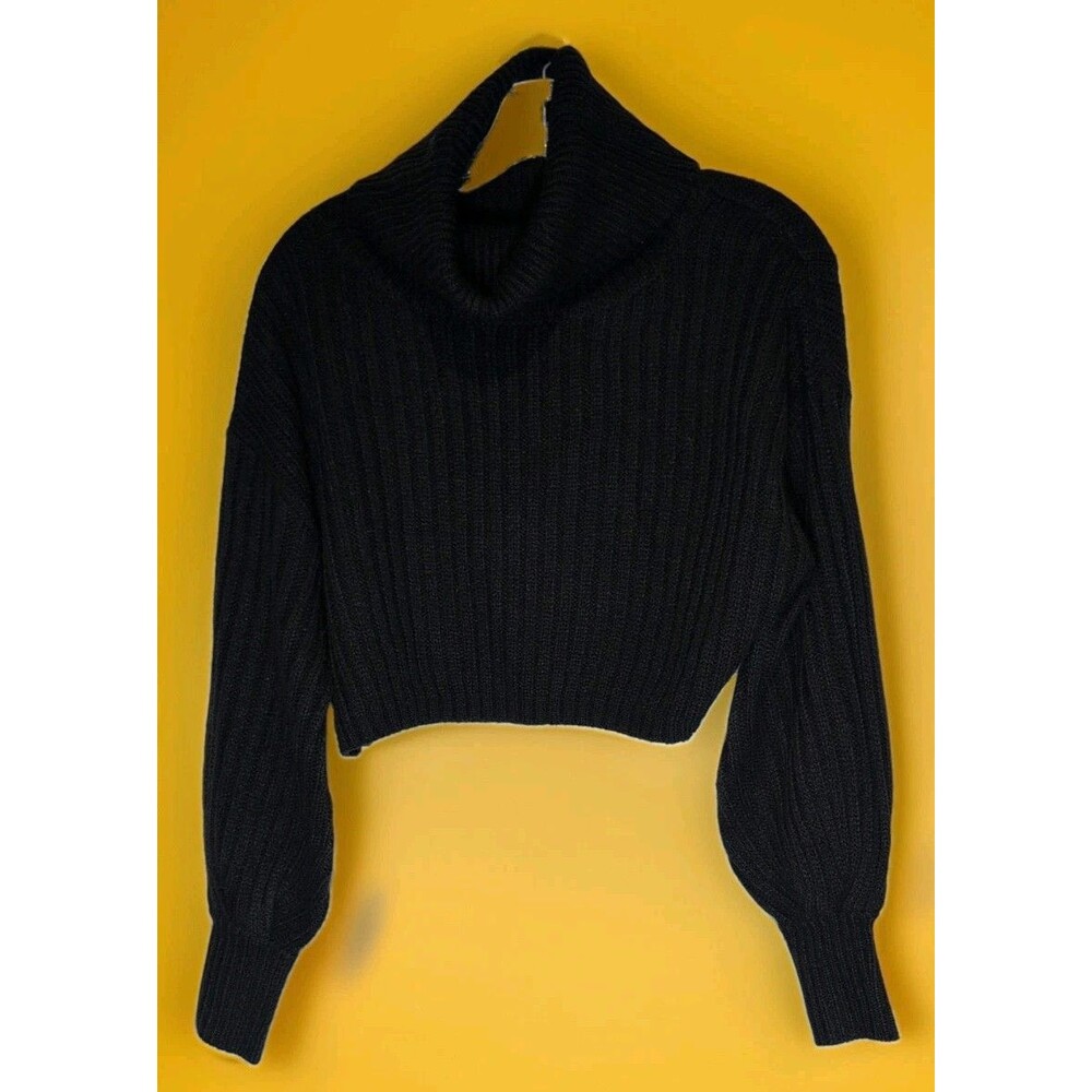 Streetwear Society Black Solid Pullover Sweater Turtle Neck S